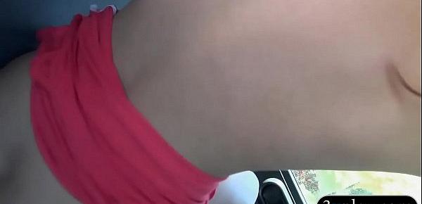  Sexy brunette babe pounded in the car
